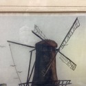 Antique Etching Dutch Windmill Landscape Signed Ge