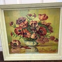 Vintage Oil Painting Still Life Orange Red Poppies