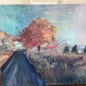 Vintage Oil Painting Landscape Country Farm House 