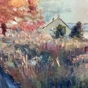 Vintage Oil Painting Landscape Country Farm House 