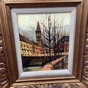 MCM Brutalist Oil Painting Signed Lentini City Str