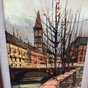 MCM Brutalist Oil Painting Signed Lentini City Str