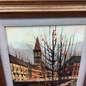 MCM Brutalist Oil Painting Signed Lentini City Str