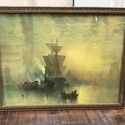 Edward Moran Signed Framed Print Tall Ship Row Boa