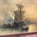 Edward Moran Signed Framed Print Tall Ship Row Boa