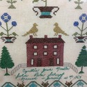 Vintage Sampler 1969 Wedding Folk Pattern House Tr