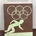 Vintage Olympic Themed wood printing block runner 