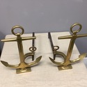 Set Pair Rostand Brass Anchor Fireplace Andirons 5