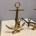Set Pair Rostand Brass Anchor Fireplace Andirons 5