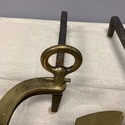 Set Pair Rostand Brass Anchor Fireplace Andirons 5