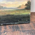 Oil Painting Landscape Dark Moody Sky Meadow Old B