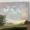 Oil Painting Landscape Dark Moody Sky Meadow Old B