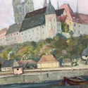 Oil Painting on Board Landscape Town of Meissen Ba
