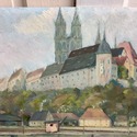 Oil Painting on Board Landscape Town of Meissen Ba
