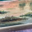 Antique Oil Painting Landscape Trees Pond Setting 