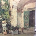 Oil Painting Italian Patio Veranda by Mario Maresc