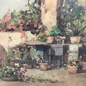 Oil Painting Italian Patio Veranda by Mario Maresc