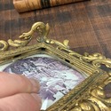 Vintage Gold Metal Standing Picture Frame Convex G