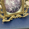Vintage Gold Metal Standing Picture Frame Convex G