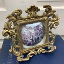 Vintage Gold Metal Standing Picture Frame Convex G
