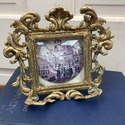 Vintage Gold Metal Standing Picture Frame Convex G