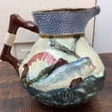 Antique Majolica Fish Pitcher Jug English Hand Pai