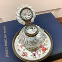 Antique Victorian Era Glass Inkwell on Attached Po