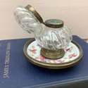 Antique Victorian Era Glass Inkwell on Attached Po