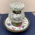 Antique Victorian Era Glass Inkwell on Attached Po