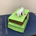 Double Porcelain Inkwell Hand on Closed Book Box G