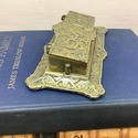 Vintage Brass Stamp Box Holder Rococo Design Cheru