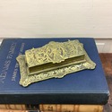 Vintage Brass Stamp Box Holder Rococo Design Cheru