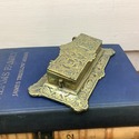 Vintage Brass Stamp Box Holder Rococo Design Cheru