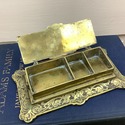 Vintage Brass Stamp Box Holder Rococo Design Cheru