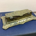 Vintage Brass Stamp Box Holder Rococo Design Cheru