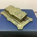 Vintage Brass Stamp Box Holder Rococo Design Cheru
