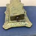Vintage Brass Stamp Box Holder Rococo Design Cheru