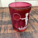 Antique Mary Gregory Cranberry Glass Beverage Glas
