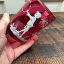 Antique Mary Gregory Cranberry Glass Beverage Glas