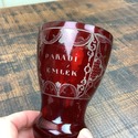 Antique Ruby Red Bohemian Cup Glass Paradi Emlek P