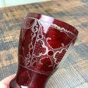Antique Ruby Red Bohemian Cup Glass Paradi Emlek P