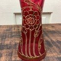 Bohemian Cranberry Glass Vase Art Nouveau Antique 