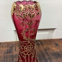 Bohemian Cranberry Glass Vase Art Nouveau Antique 