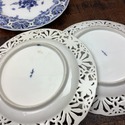 4 Meissen Reticulated Plates Blue Onion Blue White