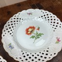 4 Meissen Pierced Plates Florals Crossed Blue Swor