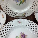 4 Meissen Pierced Plates Florals Crossed Blue Swor