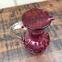 Pilgrim Glass Cranberry Pitcher Jug Pulled Clear H