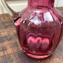 Pilgrim Glass Cranberry Pitcher Jug Pulled Clear H