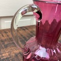 Pilgrim Glass Cranberry Pitcher Jug Pulled Clear H