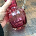 Pilgrim Glass Cranberry Pitcher Jug Pulled Clear H